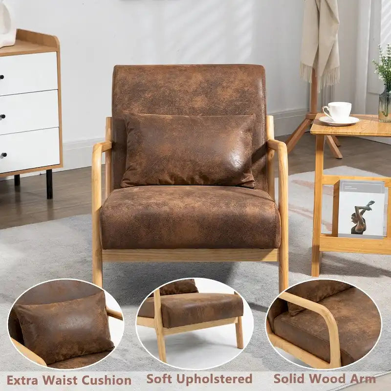 Fauteuil d'appoint en velours du milieu du siècle avec coussin lombaire
