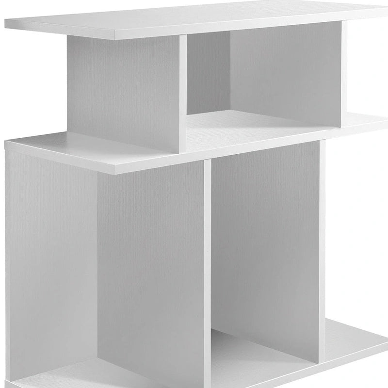 Table d'appoint en bois blanc de 24 po avec six étagères ouvertes - 11,75 po