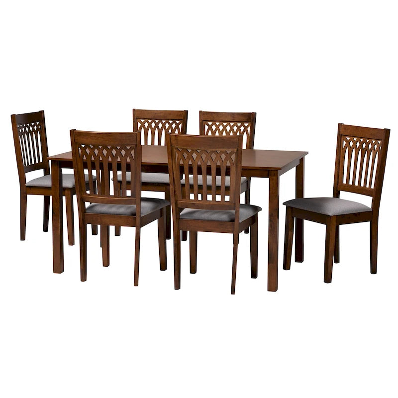 Ensemble de salle à manger moderne en tissu et bois