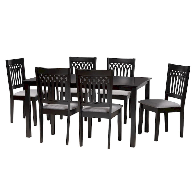 Ensemble de salle à manger moderne en tissu et bois