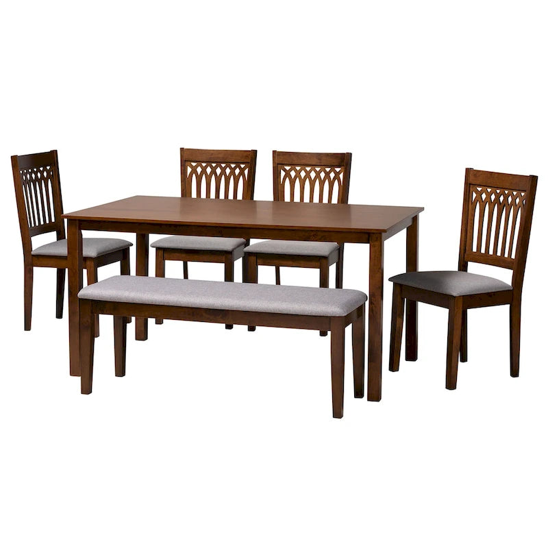 Ensemble de salle à manger moderne en tissu et bois