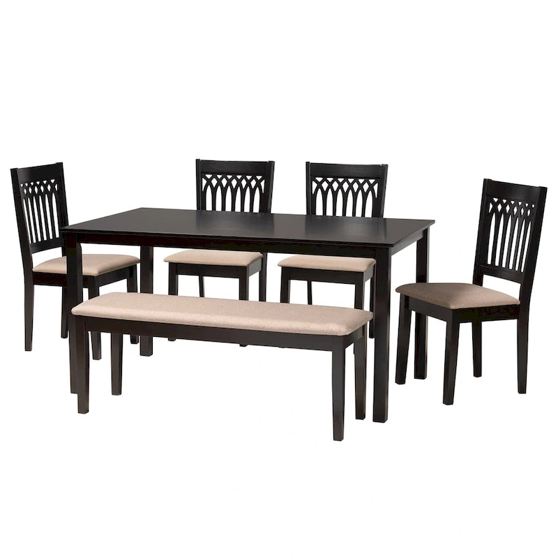 Ensemble de salle à manger moderne en tissu et bois