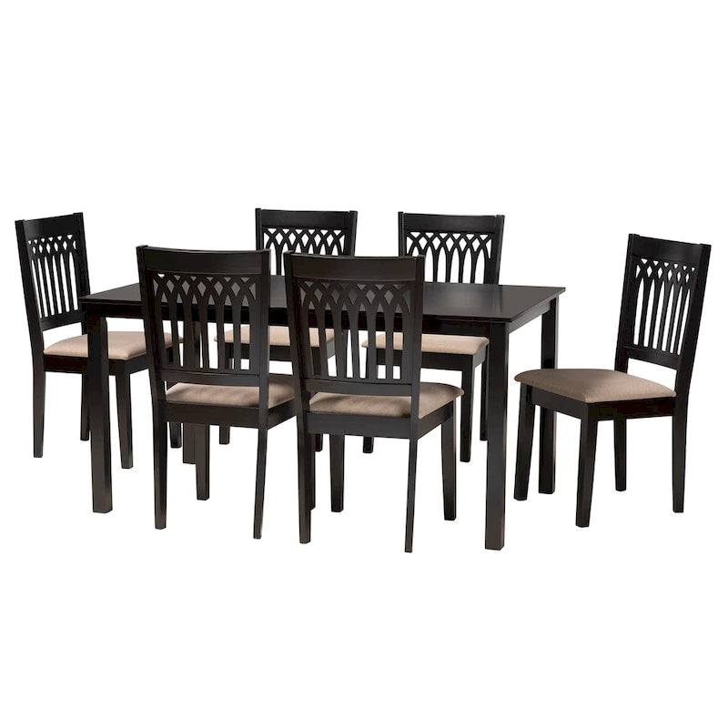 Ensemble de salle à manger moderne en tissu et bois