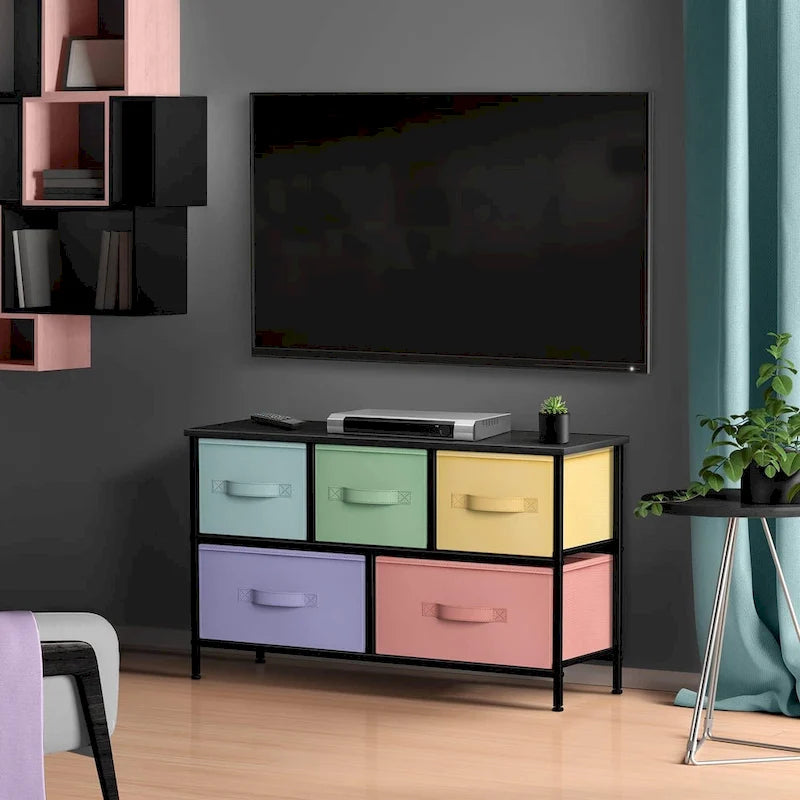 Commode 5 tiroirs avec coffre de rangement pour chambre et maison