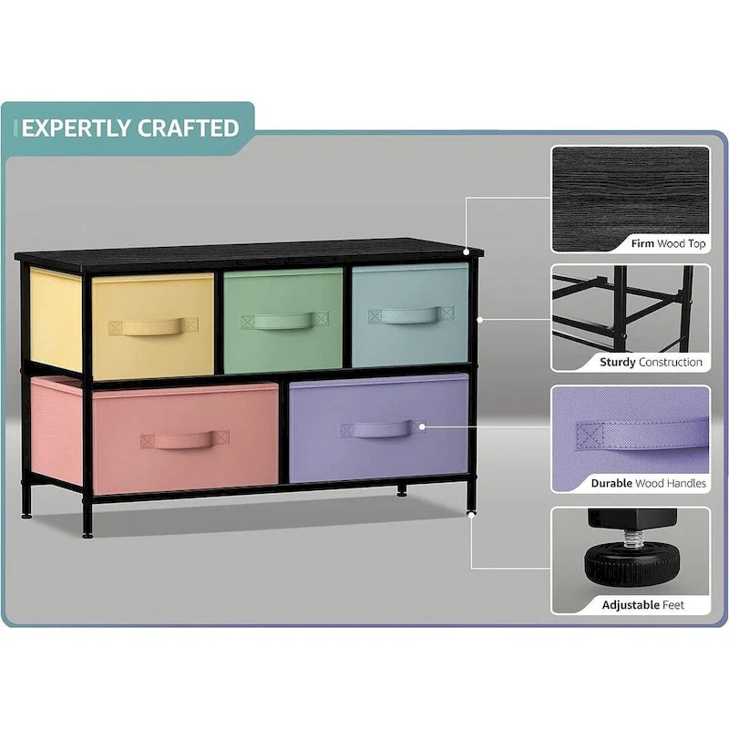 Commode 5 tiroirs avec coffre de rangement pour chambre et maison