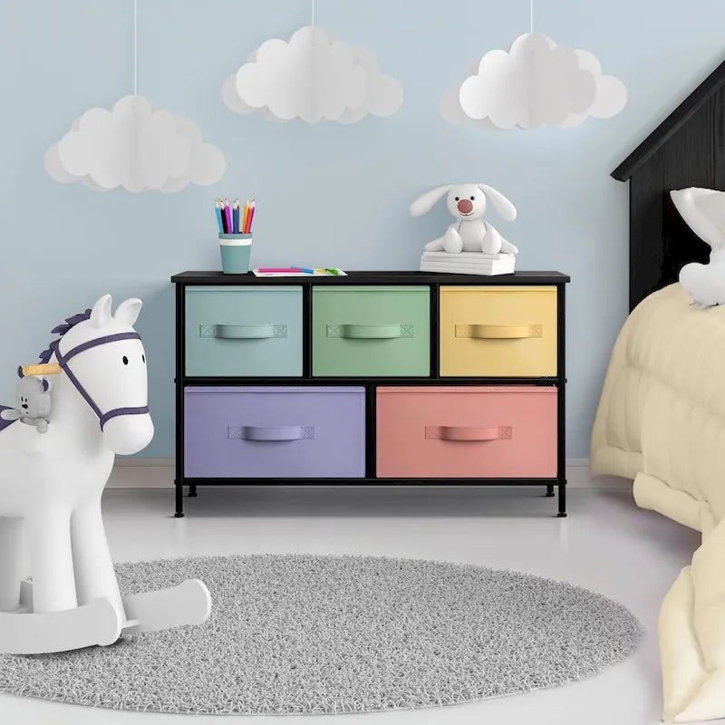 Commode 5 tiroirs avec coffre de rangement pour chambre et maison