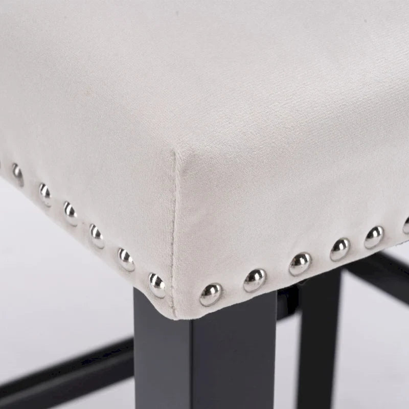 Tabourets de bar à dossier ailé en velours capitonné – Lot de 2