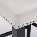 Tabourets de bar à dossier ailé en velours capitonné – Lot de 2