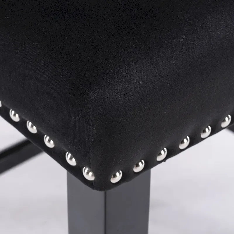 Tabourets de bar à dossier ailé en velours capitonné – Lot de 2