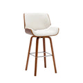 Tabouret de comptoir pivotant avec assise en cuir PU et pieds en bois