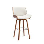 Tabouret de comptoir pivotant avec assise en cuir PU et pieds en bois