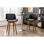 Tabouret de comptoir pivotant avec assise en cuir PU et pieds en bois