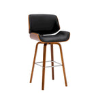 Tabouret de comptoir pivotant avec assise en cuir PU et pieds en bois
