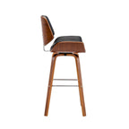 Tabouret de comptoir pivotant avec assise en cuir PU et pieds en bois