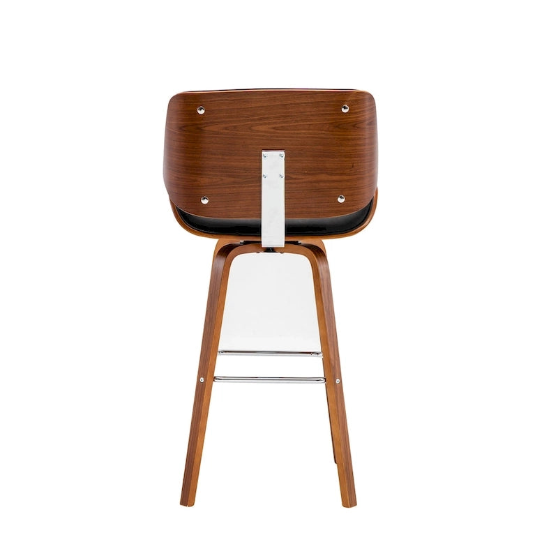 Tabouret de comptoir pivotant avec assise en cuir PU et pieds en bois