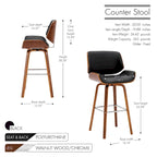 Tabouret de comptoir pivotant avec assise en cuir PU et pieds en bois