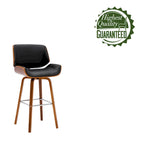 Tabouret de comptoir pivotant avec assise en cuir PU et pieds en bois