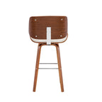 Tabouret de comptoir pivotant avec assise en cuir PU et pieds en bois