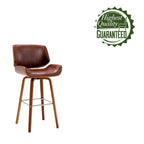 Tabouret de comptoir pivotant avec assise en cuir PU et pieds en bois