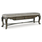 Banc de salle à manger marron foncé avec tiroir de rangement - 63,25L x 17,5P x 20,25H