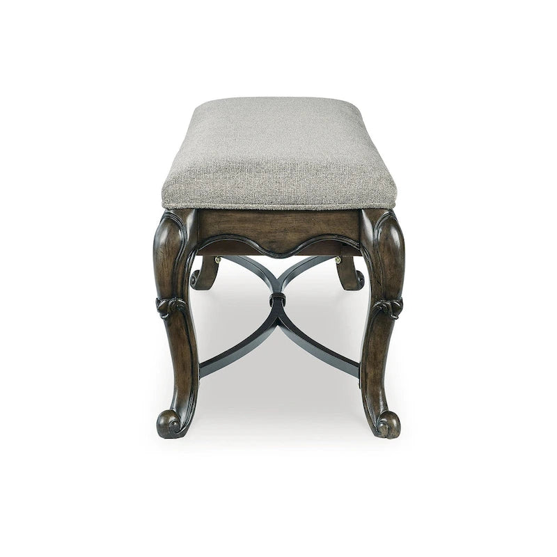 Banc de salle à manger marron foncé avec tiroir de rangement - 63,25L x 17,5P x 20,25H