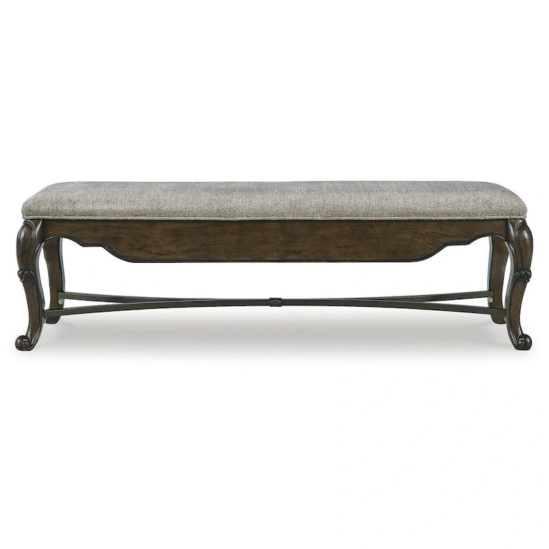 Banc de salle à manger marron foncé avec tiroir de rangement - 63,25L x 17,5P x 20,25H