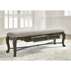 Banc de salle à manger marron foncé avec tiroir de rangement - 63,25L x 17,5P x 20,25H