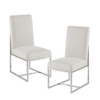 Chaises de salle à manger en tissu naturel avec pieds en métal (Lot de 2)