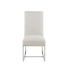 Chaises de salle à manger en tissu naturel avec pieds en métal (Lot de 2)