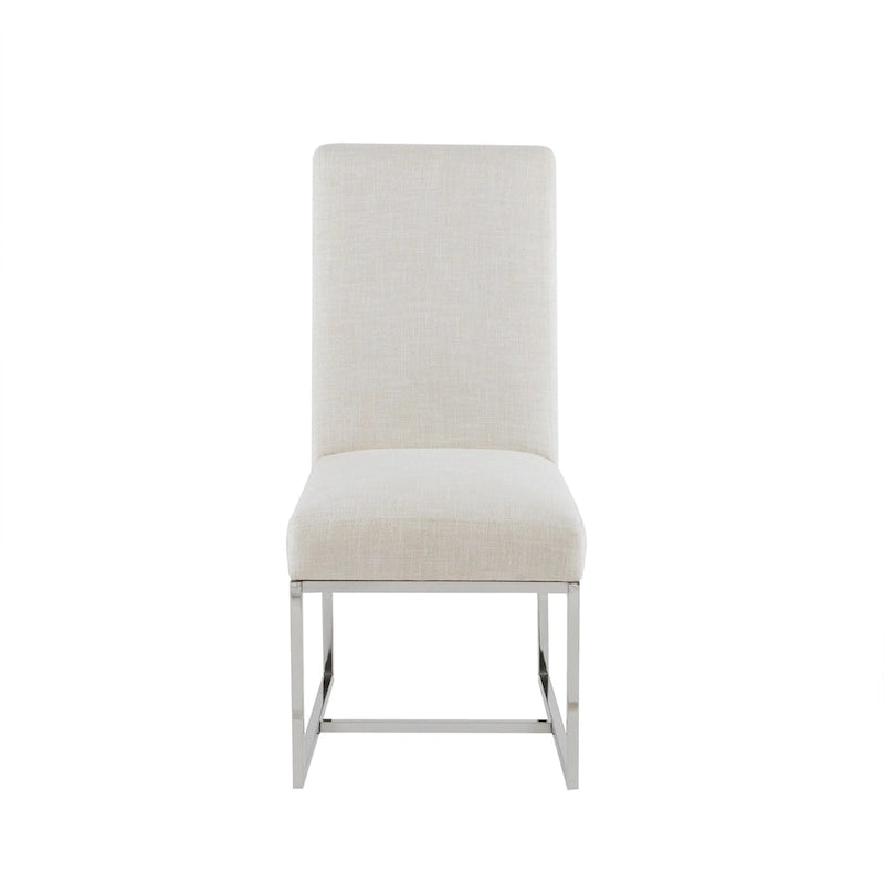 Chaises de salle à manger en tissu naturel avec pieds en métal (Lot de 2)