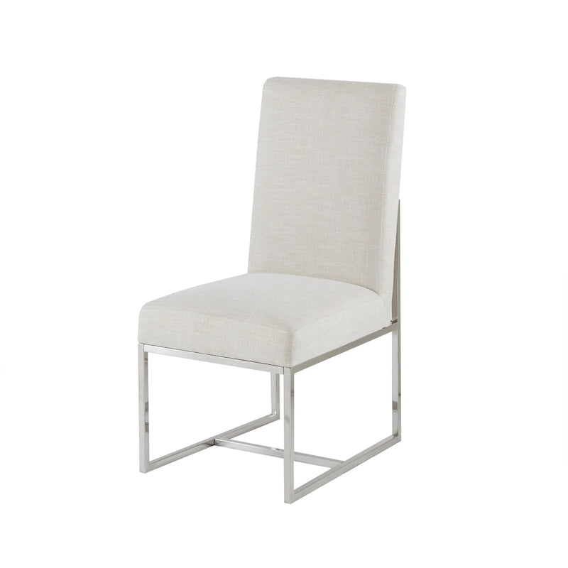 Chaises de salle à manger en tissu naturel avec pieds en métal (Lot de 2)