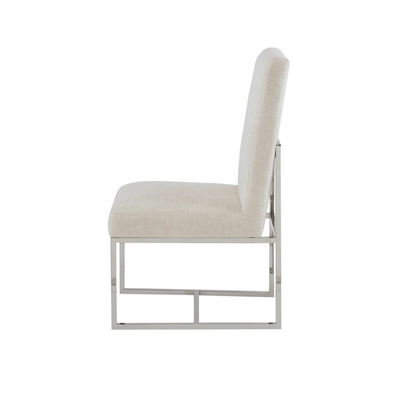 Chaises de salle à manger en tissu naturel avec pieds en métal (Lot de 2)