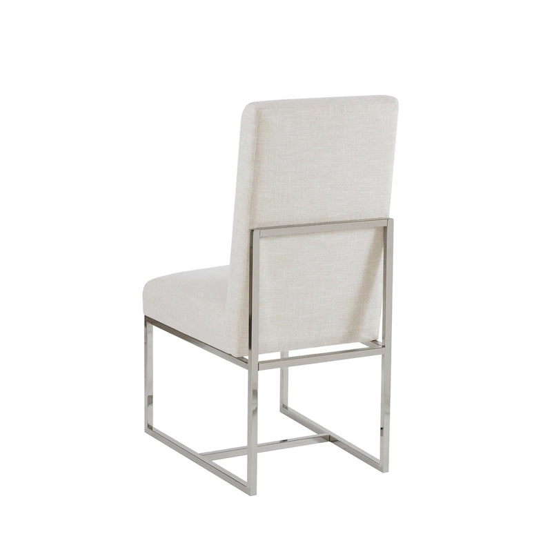 Chaises de salle à manger en tissu naturel avec pieds en métal (Lot de 2)