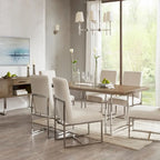 Chaises de salle à manger en tissu naturel avec pieds en métal (Lot de 2)