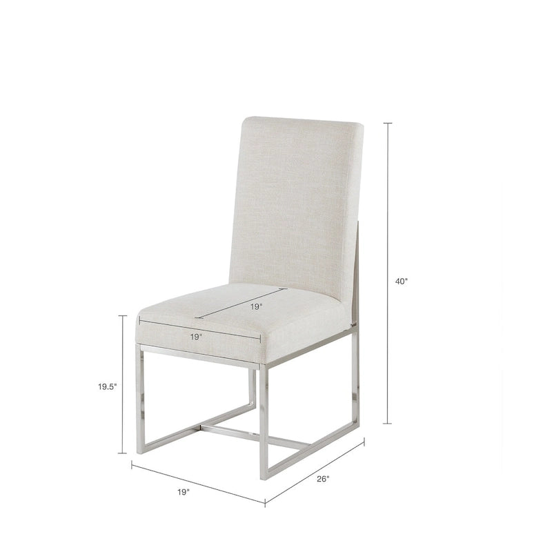 Chaises de salle à manger en tissu naturel avec pieds en métal (Lot de 2)