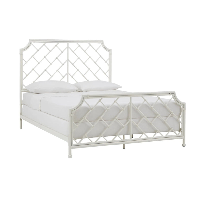 Lit double en métal blanc mosaïque géométrique