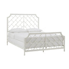 Lit double en métal blanc mosaïque géométrique