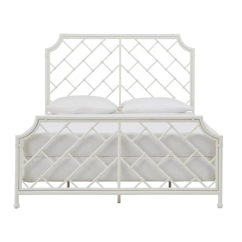Lit double en métal blanc mosaïque géométrique