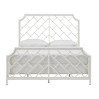 Lit double en métal blanc mosaïque géométrique