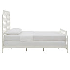 Lit double en métal blanc mosaïque géométrique