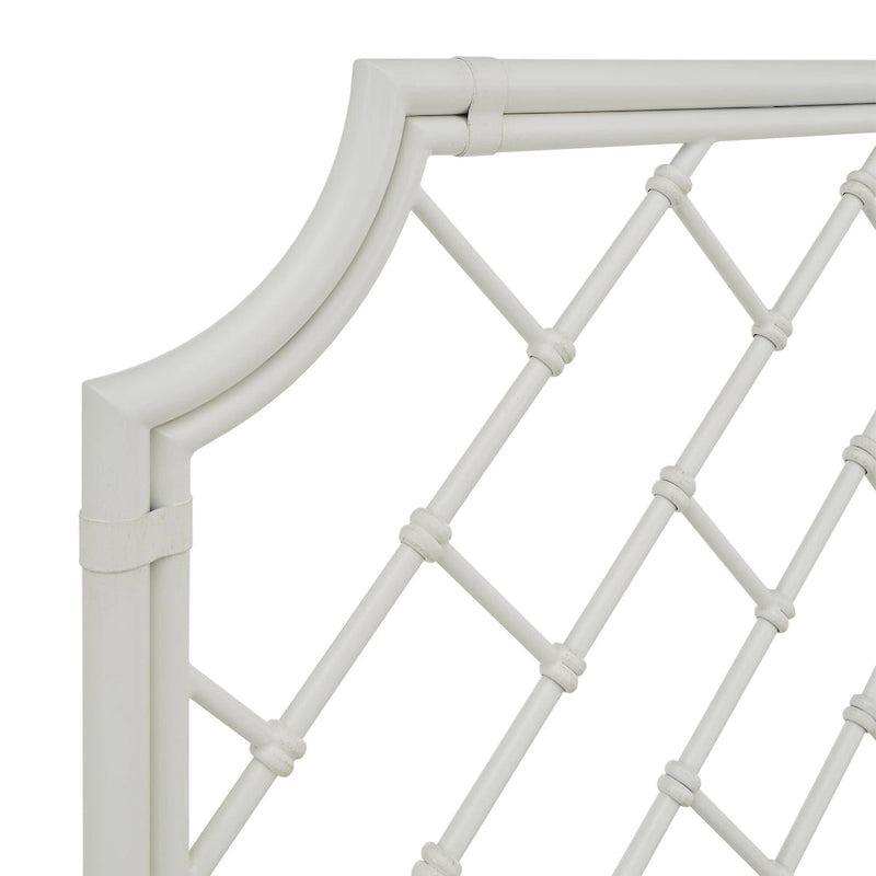 Lit double en métal blanc mosaïque géométrique