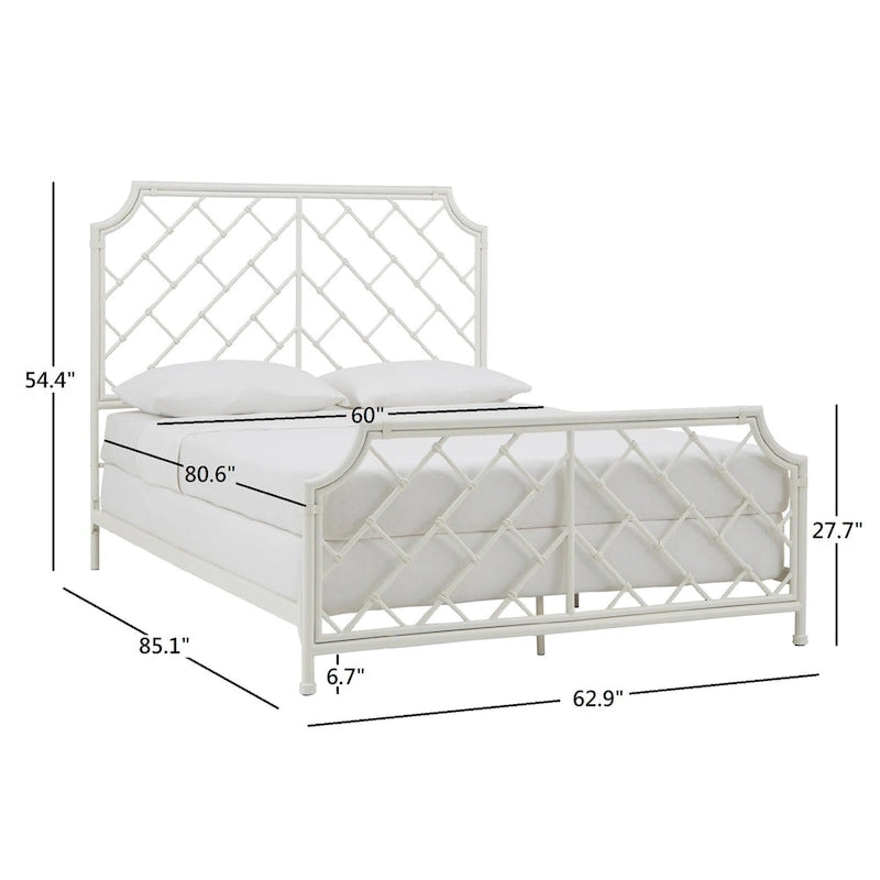 Lit double en métal blanc mosaïque géométrique