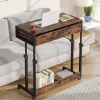 Table d'appoint réglable en hauteur avec tiroirs et roulettes