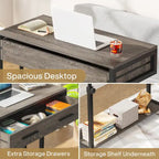 Table d'appoint réglable en hauteur avec tiroirs et roulettes