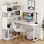 Bureau d'angle avec bibliothèque à 5 étagères