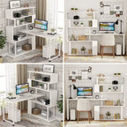 Bureau d'angle avec bibliothèque à 5 étagères