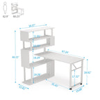 Bureau d'angle avec bibliothèque à 5 étagères