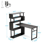 Bureau d'angle avec bibliothèque à 5 étagères