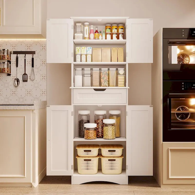 Armoire de rangement autoportante avec tiroir et étagères réglables