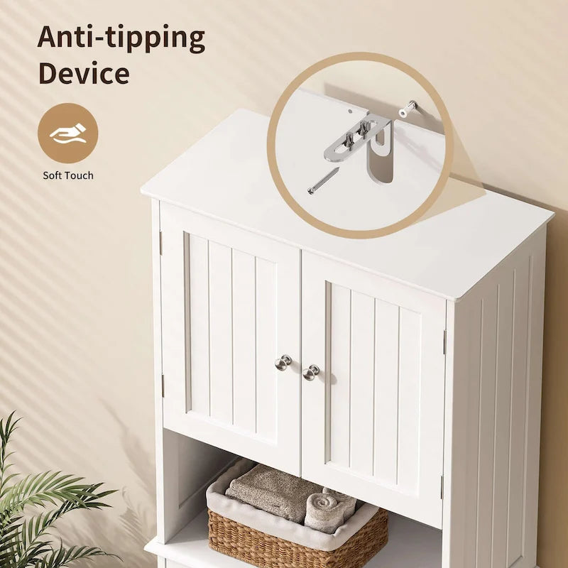 Armoire de rangement autoportante avec tiroir et étagères réglables